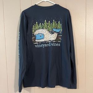 Vineyard Vines mens M Yeti Whale long sleeve pocket T-shirt